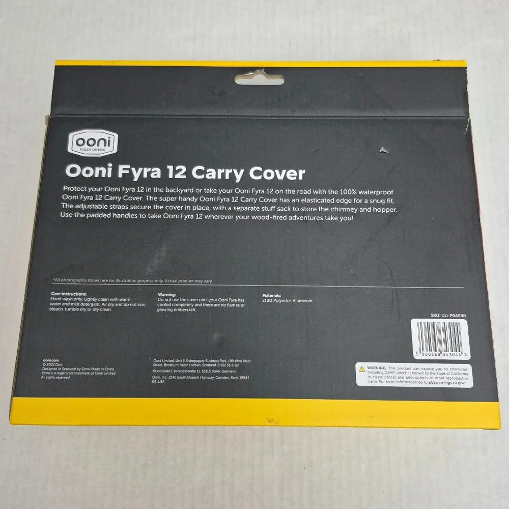 Ooni Fyra 12 Portable Pizza Oven Carry Cover w/ Handles - Black